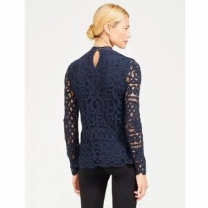 J. McLaughlin NWT Navy Yvoire Lace Long Sleeve Top